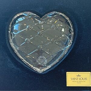 Saint Louis Quilted Heart Crystal Collectible Paperweight Glass Art